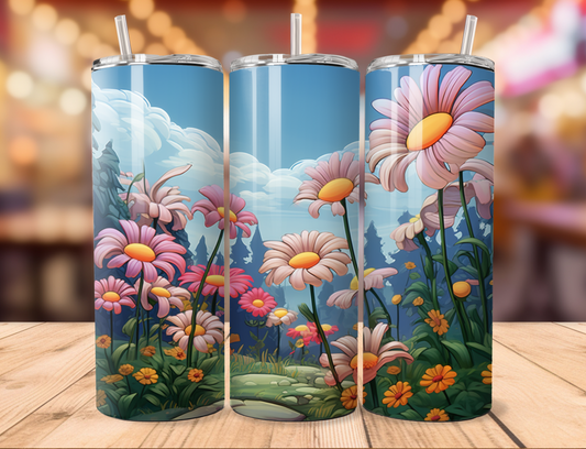 Tumbler Cartoon Flowers