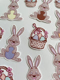 Bunny Die Cut Easter Stickers, Gift Card Decorations (11 pc)