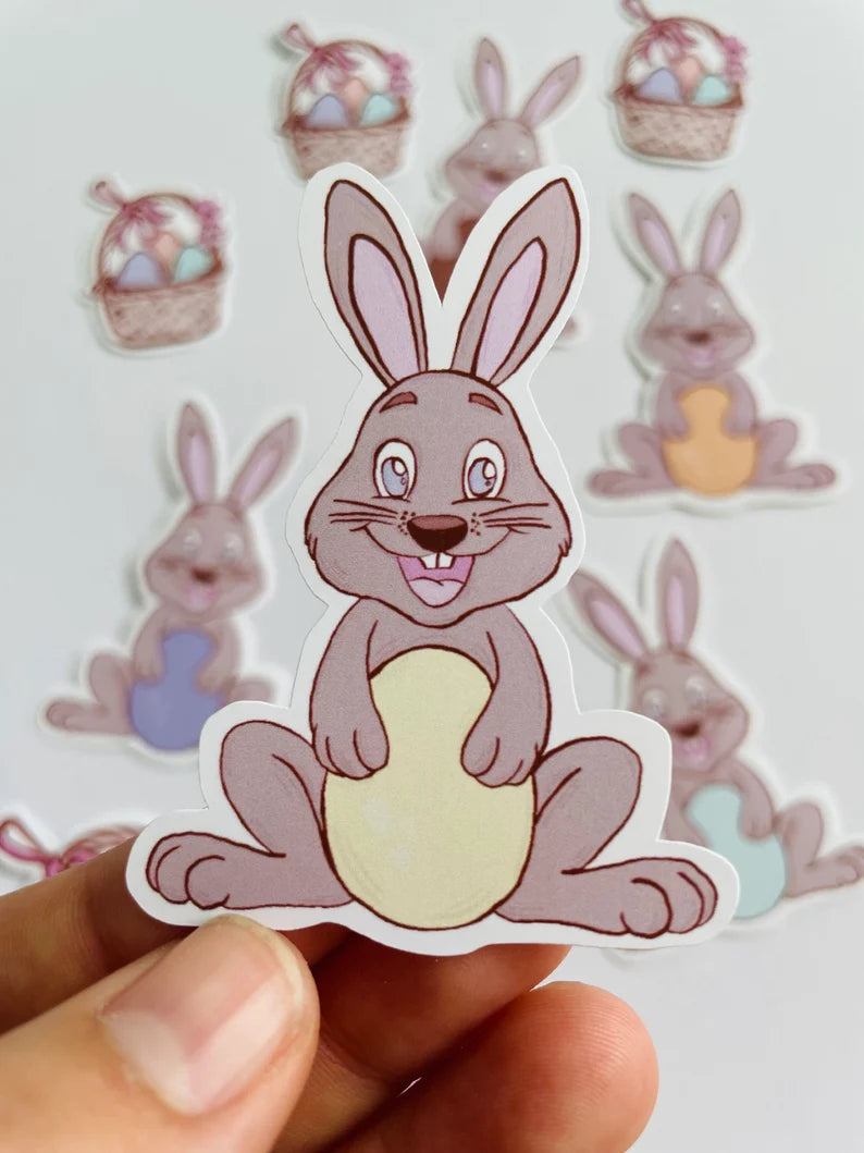 Bunny Die Cut Easter Stickers, Gift Card Decorations (11 pc)