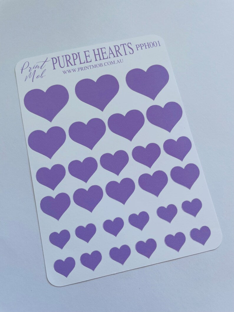 Cute Heart Planner Stickers, 29 Piece Vinyl Sheet