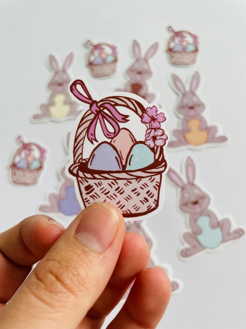 Bunny Die Cut Easter Stickers, Gift Card Decorations (11 pc)