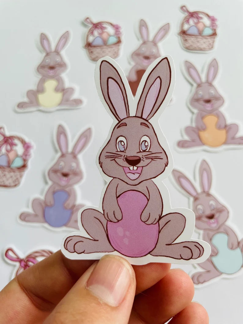 Bunny Die Cut Easter Stickers, Gift Card Decorations (11 pc)