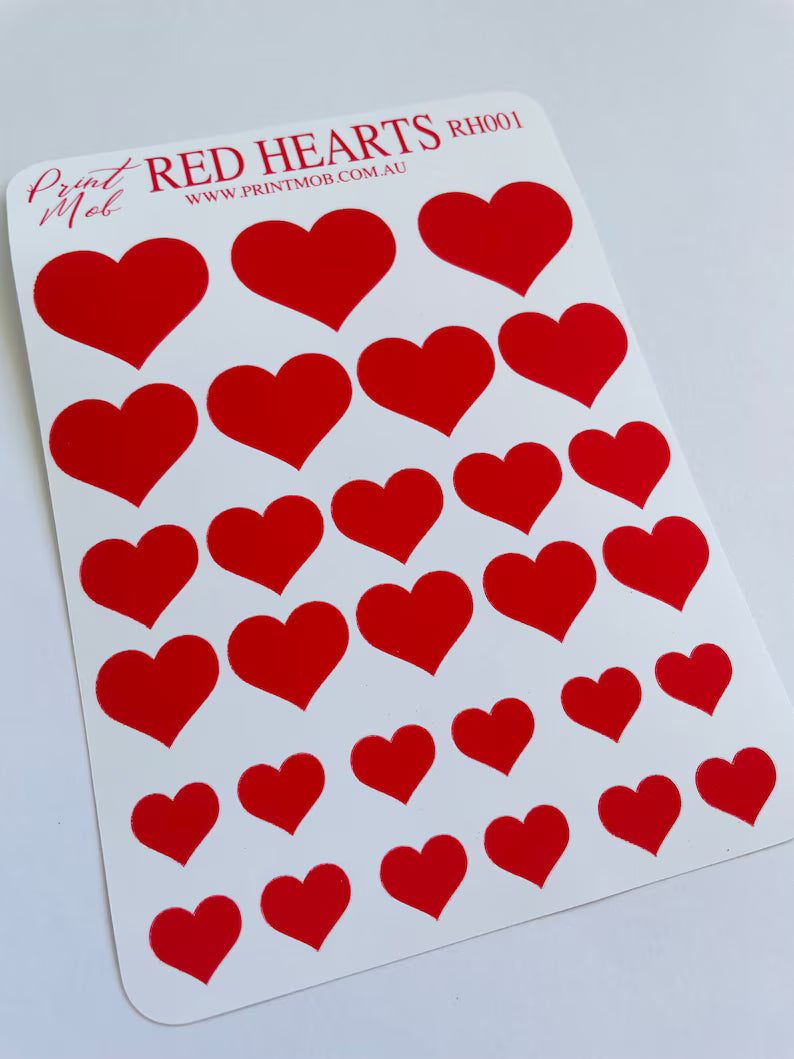 Heart Planner Stickers - Cute Vinyl Stickers, Scrapbooking (29 Stickers)