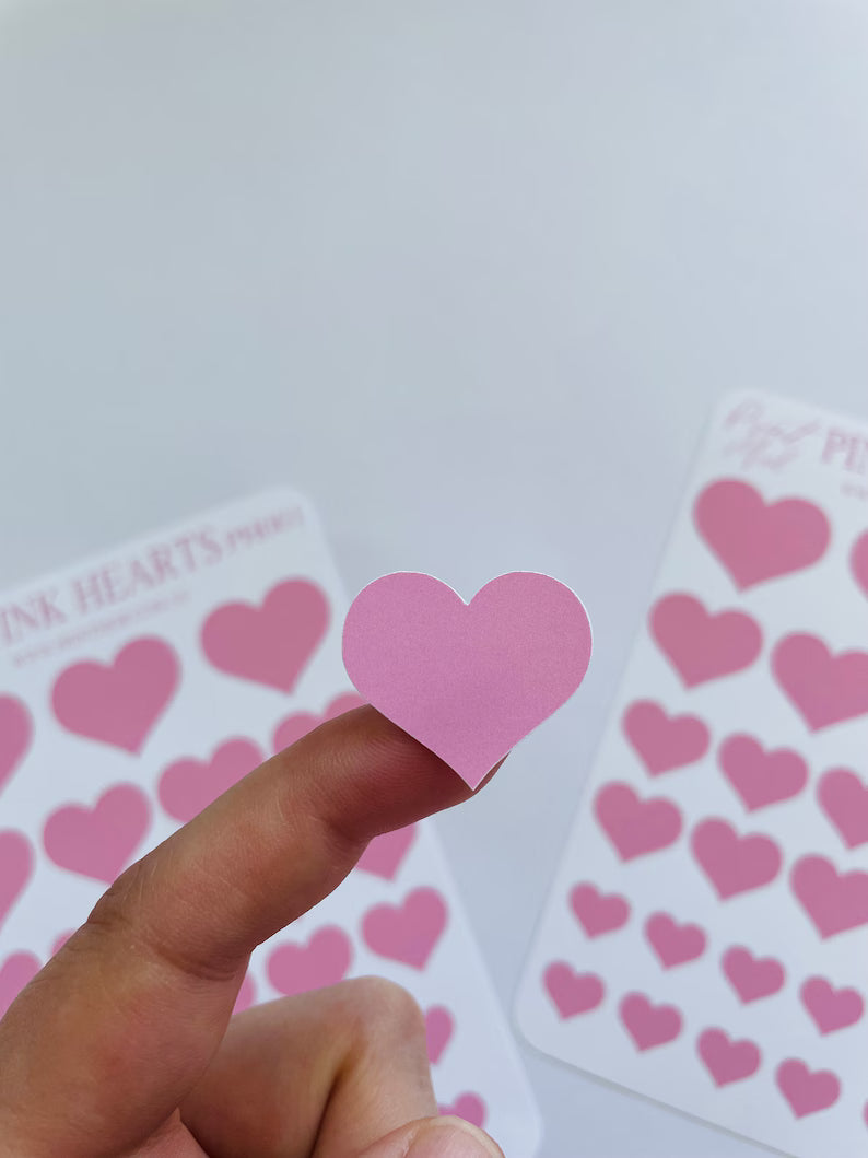 Cute Heart Planner Stickers, 29 Piece Vinyl Sheet
