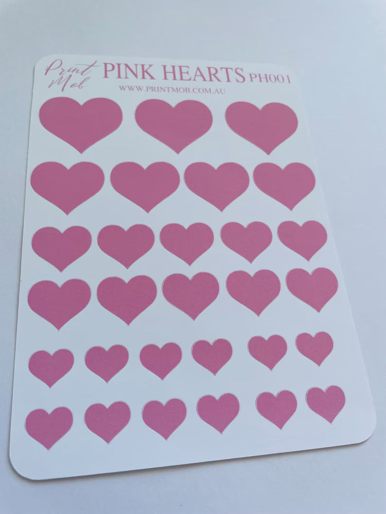 Cute Heart Planner Stickers, 29 Piece Vinyl Sheet