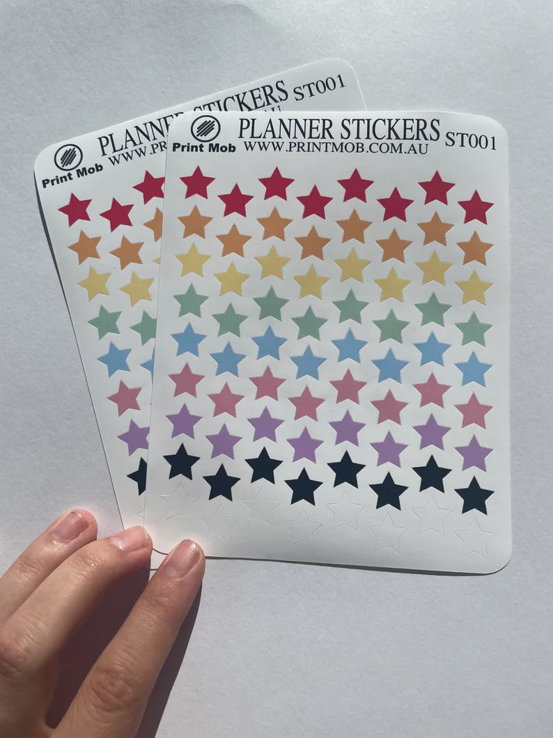 Rainbow Star Planner Stickers - Diary, Scrapbook Stickers (2 Sheets)