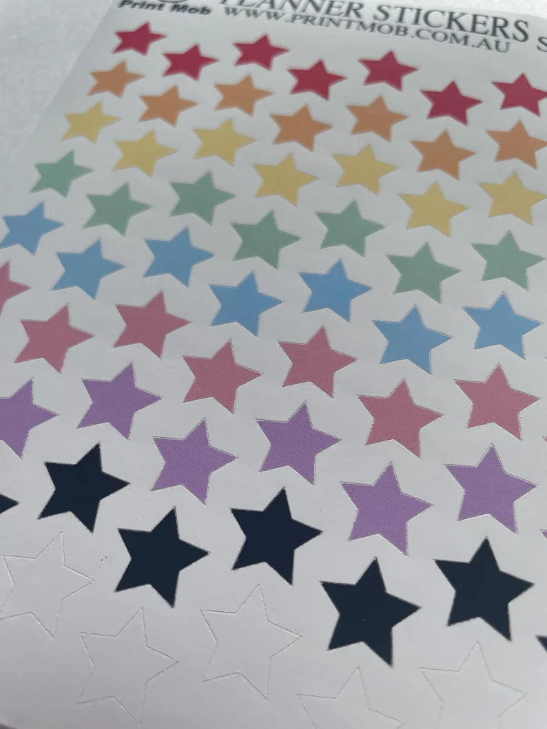 Rainbow Star Planner Stickers - Diary, Scrapbook Stickers (2 Sheets)