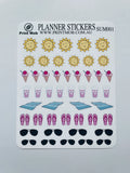 Summer Planner Stickers: Beach Trip, Tropical Holiday