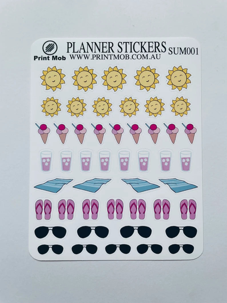 Summer Planner Stickers: Beach Trip, Tropical Holiday